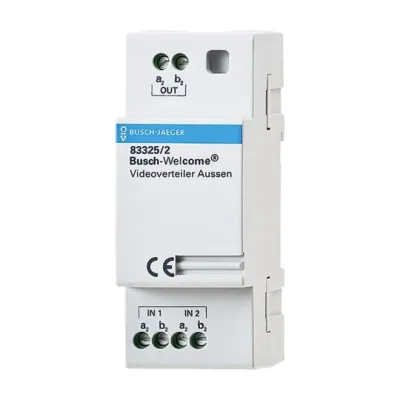 Busch-Jaeger Videoverteiler Außen REG 83325/2 | Bus-System | 1 Eingang, 2 Ausgänge | IP20 | 90x36x65 mm