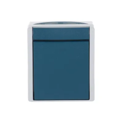 Busch-Jaeger Wippschalter 2601/6 W-53 | Wechselschalter Aufputz IP44 | 10AX 250V | Kunststoff matt | grau/blaugrün