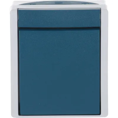 Busch-Jaeger Wippschalter 2601/6 W-53 | Wechselschalter Aufputz IP44 | 10AX 250V | Kunststoff matt | grau/blaugrün
