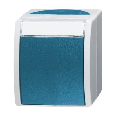 Busch-Jaeger Wippschalter | 2601/6 WN-53 | Aufputz Wechselschalter | IP44 | grau/blaugrün