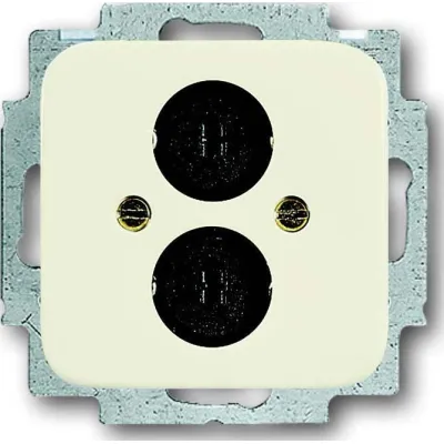 Busch-Jaeger Lautsprecher-Steckdose 2147 U-212 | Zentralscheibe mit Tragring | 2-fach Anschluss | Unterputz | cremeweiß