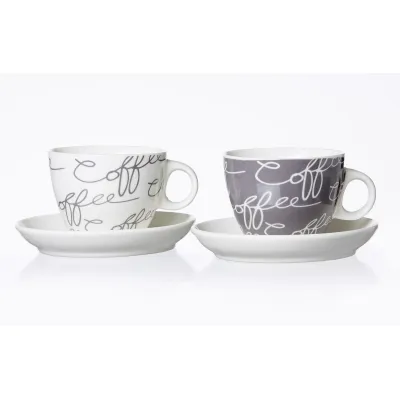 Ritzenhoff & Breker Cappuccino-Set Cornello 2er | Tasse mit Untertasse | 180 ml | Porzellan | grau