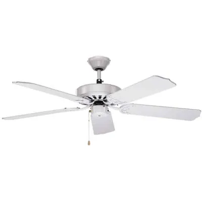 CasaFan Deckenventilator Royal 132 WE 513203 | 132cm Durchmesser | 5 Holzflügel Rattan | 3 Stufen | weiß