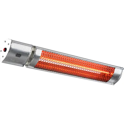 CasaFan Infrarot Heizstrahler S2000 FB 70040 | Halogen 2000W | 2 Heizstufen | Fernbedienung | IP55 | Silber