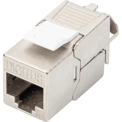 DIGITUS Keystone Modul DN-93615 | CAT6A RJ45 Buchse geschirmt | werkzeuglose Montage | 500 MHz | LSA Anschluss | Silber