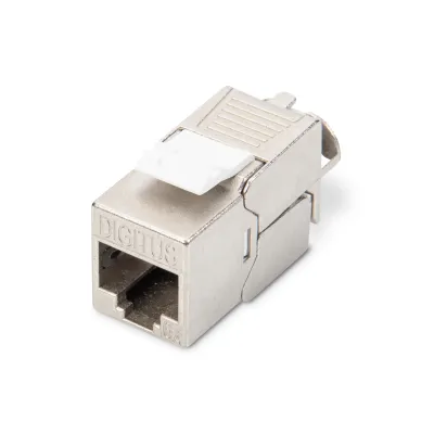 DIGITUS Keystone Modul DN-93615 | CAT6A RJ45 Buchse geschirmt | werkzeuglose Montage | 500 MHz | LSA Anschluss | Silber
