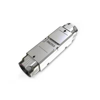 DIGITUS CAT 6A Verbinder DN-93912 | RJ45 Kupplung geschirmt | 500 MHz | werkzeugfrei | PoE++ | Silber