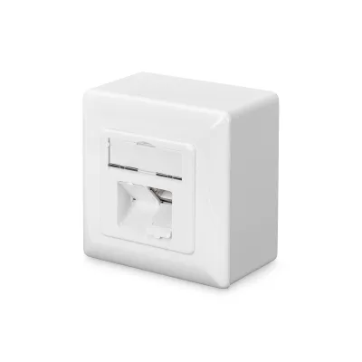 DIGITUS Netzwerkdose Aufputz DN-9006-N | CAT 6 | 2x RJ45 geschirmt | LSA | 40° Buchsenwinkel | weiß RAL9003