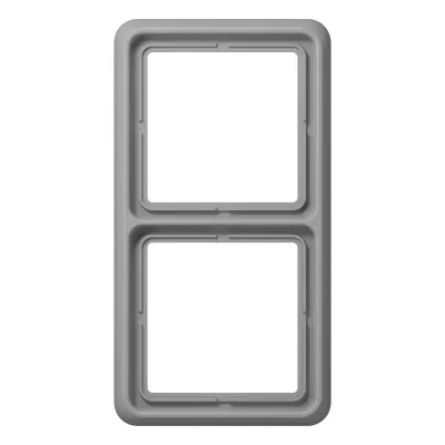 JUNG Rahmen 2-fach CD582GR | Abdeckrahmen waagerecht & senkrecht | Duroplast glänzend | IP44 | grau RAL 7038