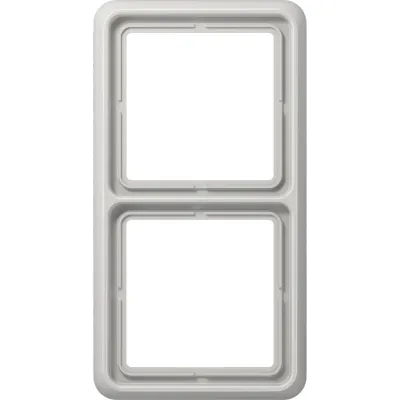 JUNG Rahmen 2-fach CD582LG | Abdeckrahmen für waagerechte & senkrechte Montage | IP44 | Duroplast | lichtgrau RAL 7035