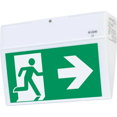 CEAG Notleuchte LED Einzelbatterie 40071354900 | EURO X AT 3h | IP54 | automatischer Selbsttest | Piktogramm-Set | weiß