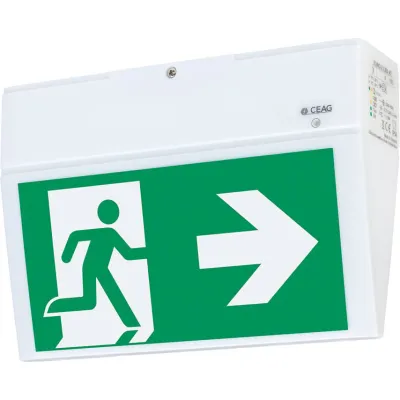 CEAG Notleuchte LED Einzelbatterie 40071354900 | EURO X AT 3h | IP54 | automatischer Selbsttest | Piktogramm-Set | weiß