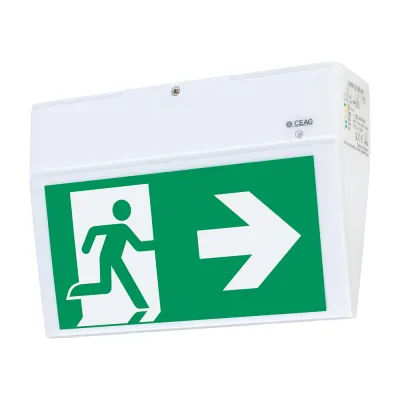 CEAG Notleuchte LED Einzelbatterie 40071354900 | EURO X AT 3h | IP54 | automatischer Selbsttest | Piktogramm-Set | weiß