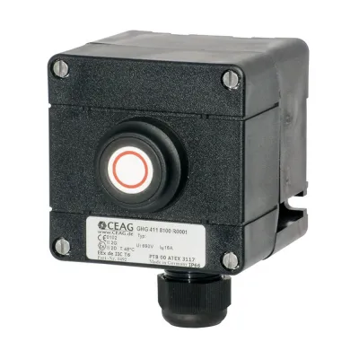 CEAG Ex Drucktaster GHG4118100R0001 | Ex-e Befehlsgeber Zone 1/21 | 1x Schließer 1x Öffner | IP66 | Polyamid schwarz