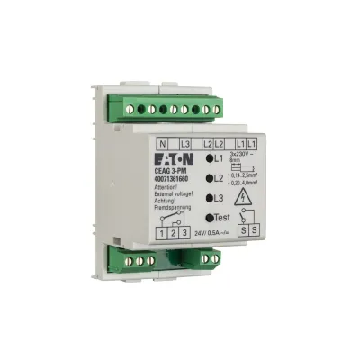 CEAG Notlichtsysteme Phasenüberwachungsmodul 3-PM | Drei-Phasen Überwachung | Test-Taster | DIN-Schiene | 230V AC