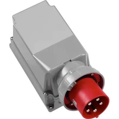 ABL CEE Wandgerätestecker G54S35 | 5-polig 125A 400V IP67 | Aufbau-Stecker 6h | abgewinkelt Kunststoff | rot