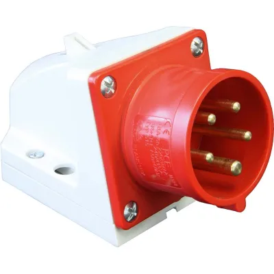 ABL CEE Wandgerätestecker G52S30 | 5-polig | 32A | 400V | IP44 | abgewinkelt | Schraubklemme | 6h | rot