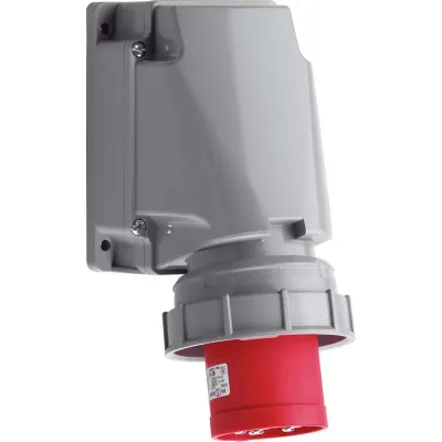 ABL CEE Wandgerätestecker G53S35 | 5-polig 63A 400V IP67 | 6h | schräg | drehbar | Pilotkontakt | rot