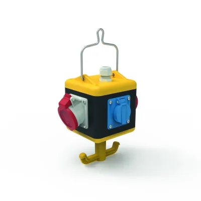 Bals Hängeverteiler Uni-Block 57078 | CEE 2x16A 400V 5p | 2x Schutzkontaktsteckdose 230V | Gummi | IP54 | schwarz