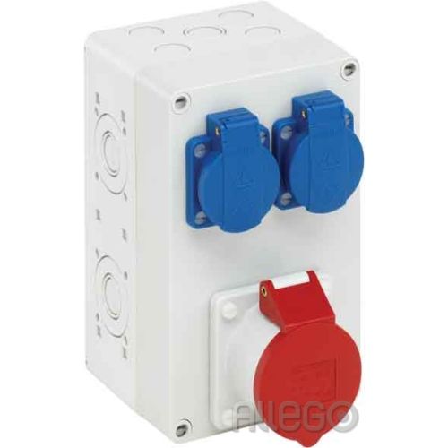 Bild: CEE-Kombi Kst gr IP44 1x16A5p400V 2steckd M25