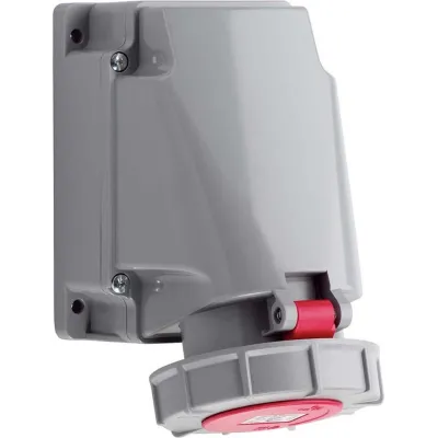 ABL CEE Wandsteckdose D53S36 | 63A | 5-polig | 400V | IP67 | Aufputz | 6h | drehbares Gehäuse | rot