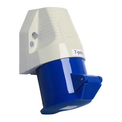 WALTHER CEE-Wandsteckdose 130709 | 32A | 7-polig | 230V | 9h | IP44 | Aufputz | Schraubklemme | Kunststoff | blau