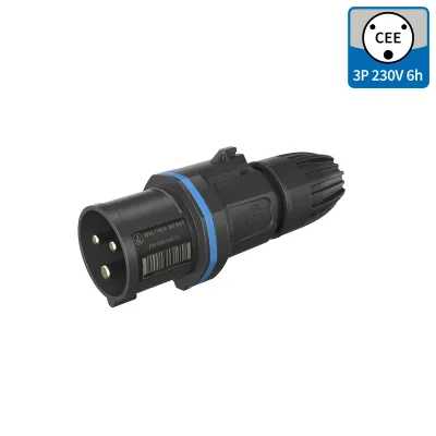 WALTHER CEE-Stecker FW211306SK NEO Classic 16A 3-polig | 6h | IP54 | 200-250V | Schraubanschluss | Kunststoff | blau