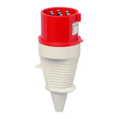 WALTHER CEE-Stecker 230706 | 32A 7-polig 400V 6h | IP44 | Schraubklemme | PA6-Kunststoff | Kabelknickschutz | rot