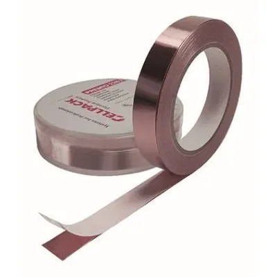 CELLPACK Kupferfolie Klebeband 2281 | leitfähig | 12 mm x 33 m | 0,06 mm | temperaturbeständig 155 °C | isolierend