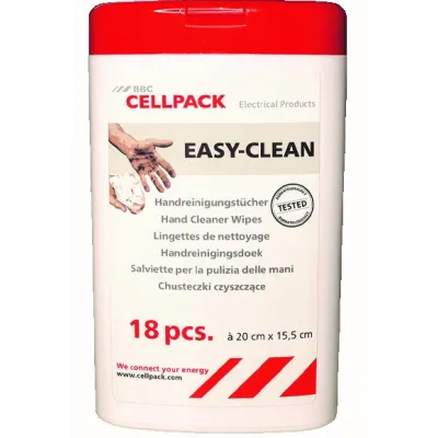 CELLPACK Handreinigungstücher EASY-CLEAN 18 Stück Dose | biologisch abbaubar | Scheuerfläche | 200x155 mm