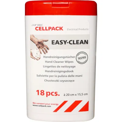 CELLPACK Handreinigungstücher EASY-CLEAN 18 Stück Dose | biologisch abbaubar | Scheuerfläche | 200x155 mm