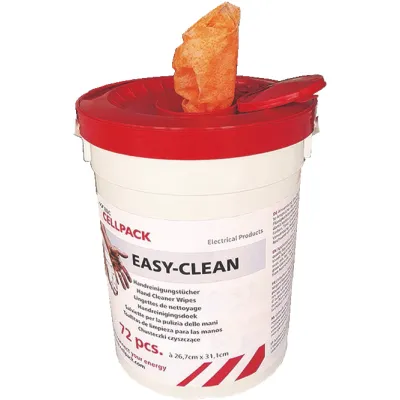 CELLPACK Handreinigungstücher EASY-CLEAN 434109 | 90 Stück | antibakteriell | biologisch abbaubar | mit Scheuerfläche