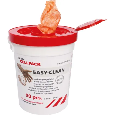 CELLPACK Handreinigungstücher EASY-CLEAN 434109 | 90 Stück | antibakteriell | biologisch abbaubar | mit Scheuerfläche