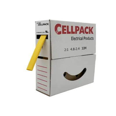 Cellpack Schrumpfschlauch 127053 SB 4.8-2.4 | 10m Abrollbox | Dünnwandig | Schrumpfrate 2:1 | Ø 4,8/2,4mm | gelb