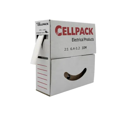 Cellpack Schrumpfschlauch 127063 | dünnwandig | 10m Abrollbox | Ø6,4/3,2mm | Schrumpfrate 2:1 | Polyolefin | weiß