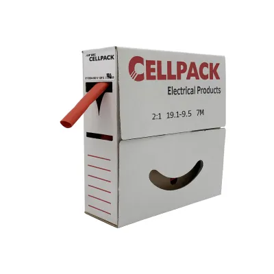 CELLPACK Schrumpfschlauch SB/19.1-9.5 | Warmschrumpfschlauch dünnwandig | 2:1 Schrumpfrate | 19,1/9,5mm | 7m | rot