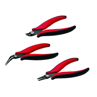 CIMCO Elektronik-Zangen-Set 104030 | 3-teilig | Seitenschneider 132mm | gebogene Spitzzange 150mm | Flachzange 140mm