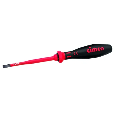 Cimco Schlitzschraubendreher 117760 | VDE 1000V isoliert | Slim-Klinge 3,0x0,5x100 mm | Chrom-Vanadium | 2K-Griff