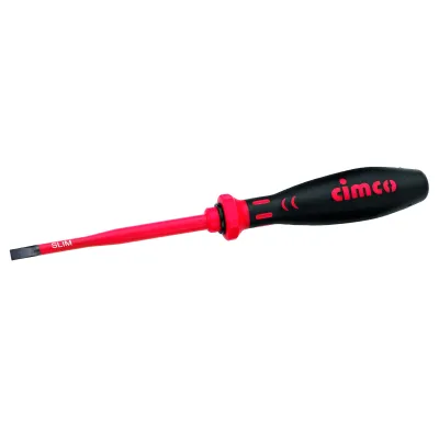 Cimco Schlitzschraubendreher 117764 | VDE isoliert 1000V | Slim-Klinge 4,0x0,8x100 mm | 2K-Griff | Chrom-Vanadium-Stahl