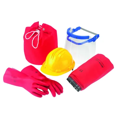 CIMCO Sicherheitsset 140255 | Elektriker Set 4-teilig | Schutzhelm, Gesichtsschutz, NH-Griff, Handschuhe, Tasche