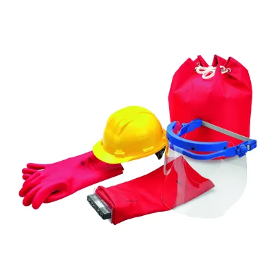CIMCO Sicherheitsset 140255 | Elektriker Set 4-teilig | Schutzhelm, Gesichtsschutz, NH-Griff, Handschuhe, Tasche