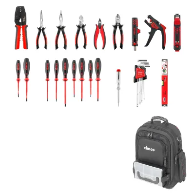 CIMCO Werkzeug-Rucksack Ergo-XL30 | 25-tlg. Werkzeugset | L-Boxx Mini | 30L | Laptopfach | ergonomisch | schwarz