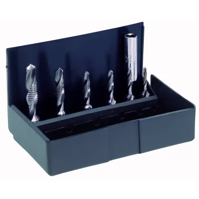 Cimco Kombi-Gewindebohrer-Set 207360 | HSS Bit-Set | M3–M10 | 6-tlg. | 1/4" Sechskant | für Stahl, Metall, Kunststoff