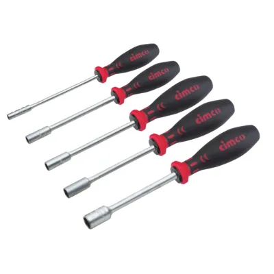 Cimco Steckschlüsselsatz 117200 | 5-teilig | Sechskant SW 5,5-13 mm | 125 mm Klinge | mattverchromt | Kartonbox