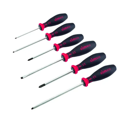 Cimco Schraubendreher-Set 117100 | 6-teilig | Schlitz & PH | Chrom-Vanadium | 2K-Griff | Karton