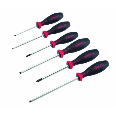 Cimco Schraubendreher-Set 117100 | 6-teilig | Schlitz & PH | Chrom-Vanadium | 2K-Griff | Karton