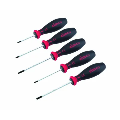 Cimco Schraubendreher Torx Set 117300 | 5-teilig | T8-T25 | Chrom-Vanadium-Stahl | 2K-Griff | nicht isoliert