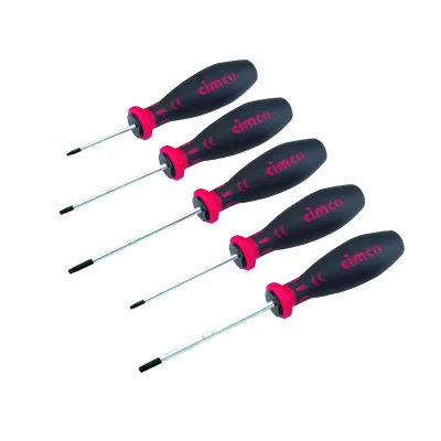 Cimco Schraubendreher Torx Set 117300 | 5-teilig | T8-T25 | Chrom-Vanadium-Stahl | 2K-Griff | nicht isoliert