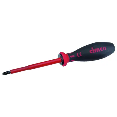 Cimco Kreuzschlitz-Schraubendreher 117731 PH1 VDE 1000V | isoliert | 80mm Klinge | 2-Komponenten-Griff | Chrom-Vanadium