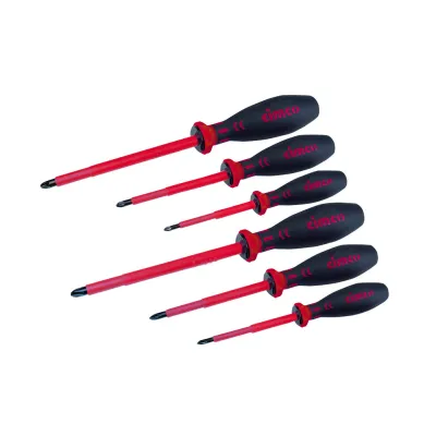 Cimco Schraubendreher-Satz VDE 117745 | Kreuzschlitz PH/PZ | 6-teilig | isoliert 1000V | ergonomisch | rot